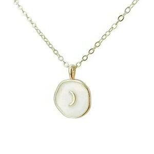 Crescent moon gold coin necklace celestial minimalist jewelry